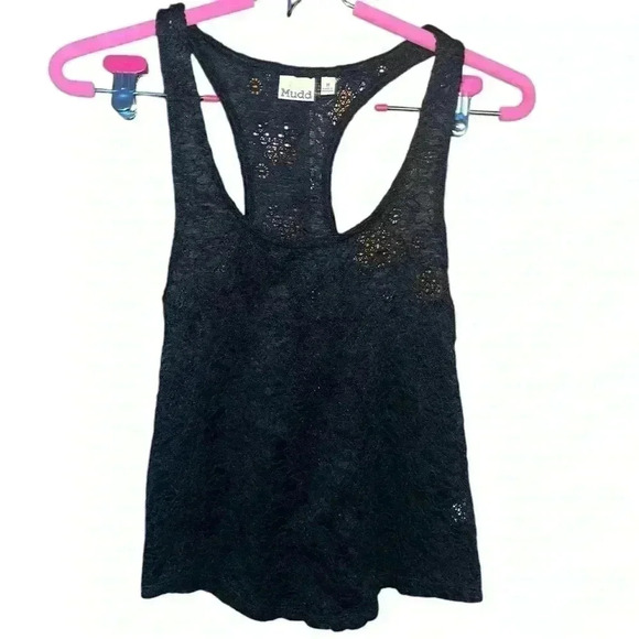 Mudd Tops - Mudd black lace razorback tank top black